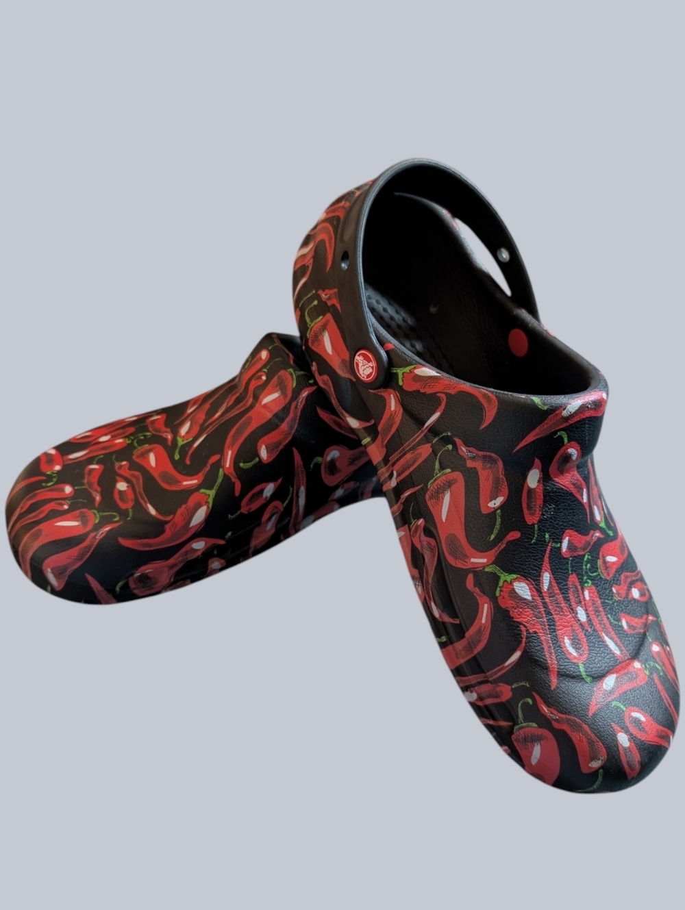 VGUC Crocs Chili Peppers Men's 13 Slip-Resistant Slide On Chef Bistro Prep